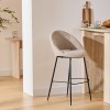 Scaun bar Amago, metal, textil, bej, H.110 cm, 207389B
