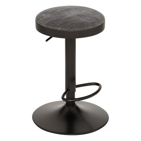 Scaun bar ajustabil Ilsa, metal negru, textil gri, H.76 cm, 207390A