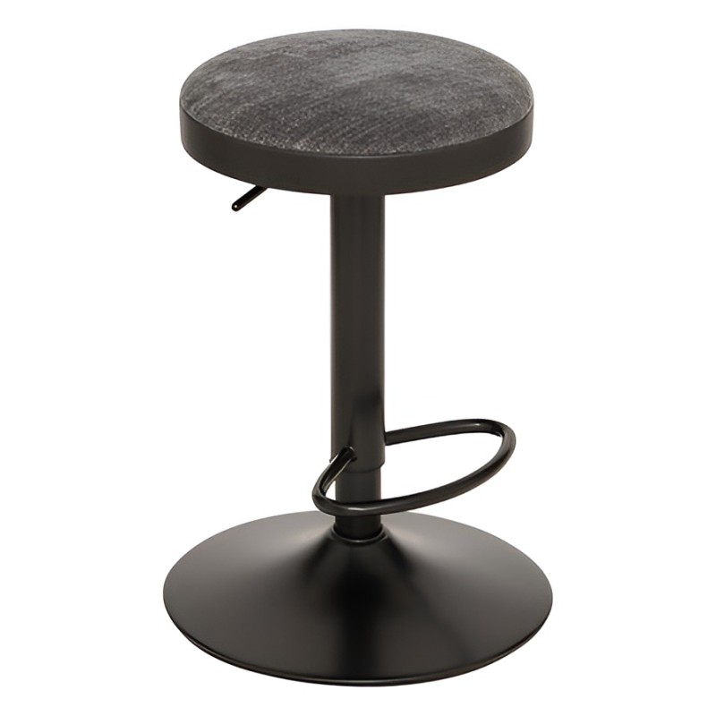 Scaun bar ajustabil Ilsa, metal negru, textil gri, H.76 cm, 207390A