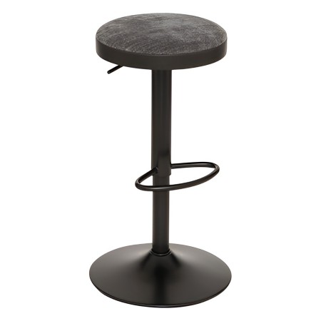 Scaun bar ajustabil Ilsa, metal negru, textil gri, H.76 cm, 207390A