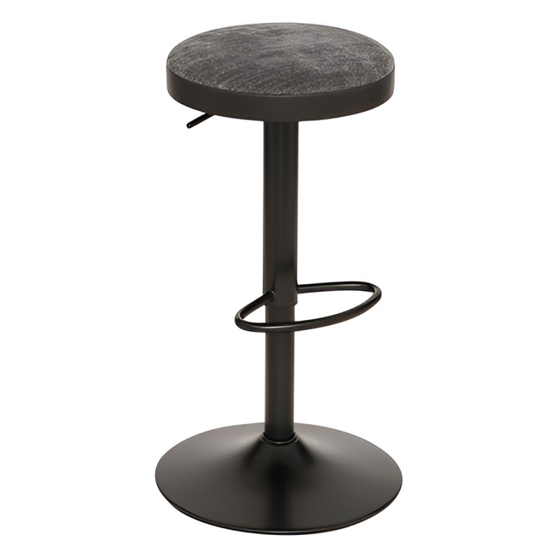 Scaun bar ajustabil Ilsa, metal negru, textil gri, H.76 cm, 207390A