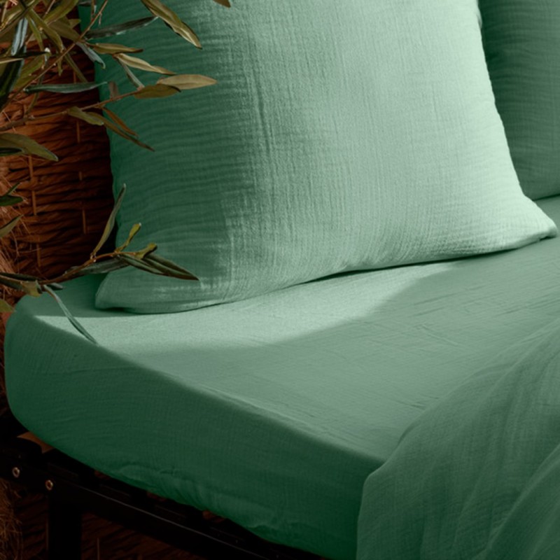 Husa saltea Flora, bumbac, verde celadon, 140x190 cm, 209023F