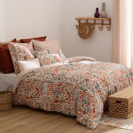Lenjerie de pat Ikat, 2 persoane, 3 piese, bumbac, multicolor, 240x220 cm, 209027