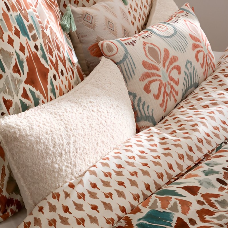 Lenjerie de pat Ikat, 2 persoane, 3 piese, bumbac, multicolor, 240x220 cm, 209027