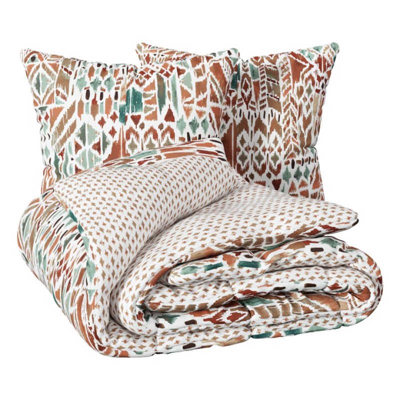 Lenjerie de pat Ikat, 2 persoane, 3 piese, bumbac, multicolor, 240x220 cm, 209027