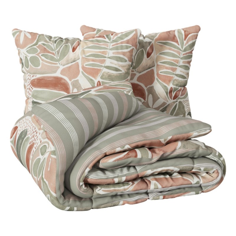 Lenjerie de pat Alvaro, 2 persoane, 3 piese, bumbac, verde celadon, 240x220 cm, 209030