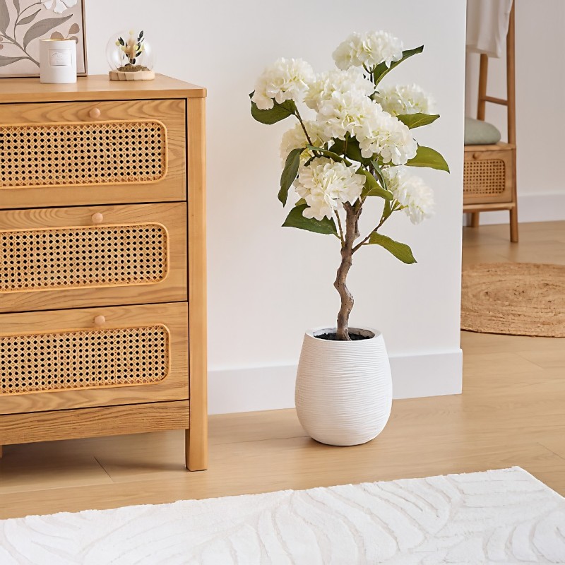 Hortensie artificiala Mika, ghiveci ceramica, alba, H.100 cm, 210105