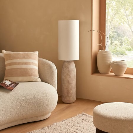 Lampadar Keyah, ceramica, textil, gri, 1XE27, H.111 cm, 210322 