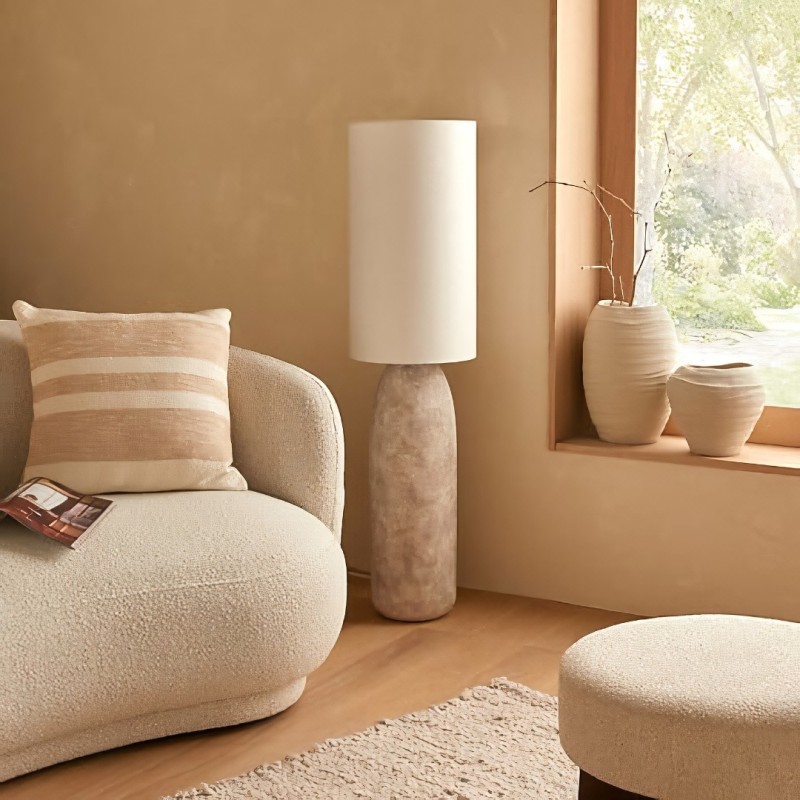 Lampadar Keyah, ceramica, textil, gri, 1XE27, H.111 cm, 210322