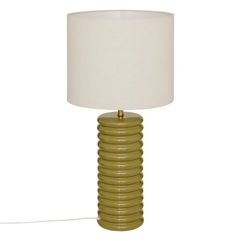 Veioza Vinus, ceramica, textil, verde khaki, 1XE27, H.69 cm, 210367