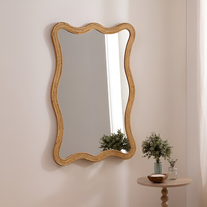Oglinda Maggie, MDF, ratan, sticla, H.100 cm, 210443