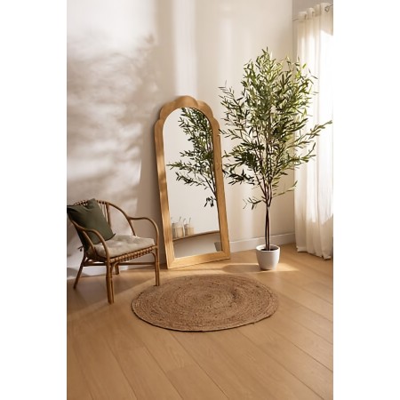 Oglinda de perete Maggie, MDF, ratan, sticla, bej, H.170 cm, 210445