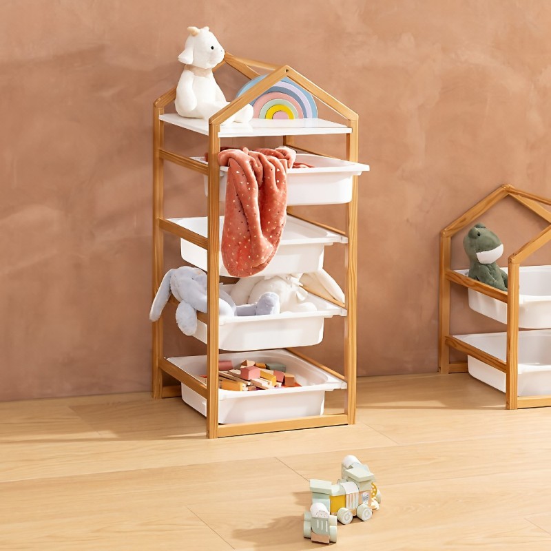 Etajera copii Maison, lemn, MDF, alb, H.94 cm, 211037