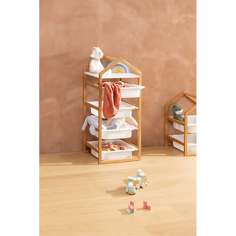 Etajera copii Maison, lemn, MDF, alb, H.94 cm, 211037