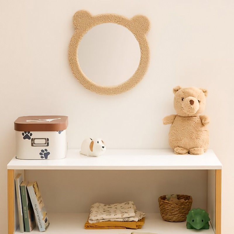 Oglinda copii Beary, MDF, sticla, maro, D.33 cm, 211047