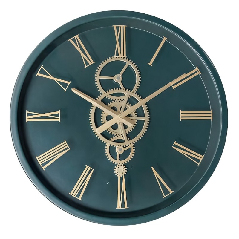 Ceas de perete Aracely, metal, sticla, verde, D.46 cm, 212936