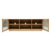 Comoda TV Lousada, MDF, lemn de acacia, sticla, bej, 2 usi, L.160 cm, 213003