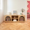 Comoda TV Lousada, MDF, lemn de acacia, sticla, bej, 2 usi, L.160 cm, 213003