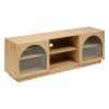 Comoda TV Lousada, MDF, lemn de acacia, sticla, bej, 2 usi, L.160 cm, 213003