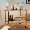 Masuta laterala cu roti Hornwell, metal, sticla temperata, argintie, H.71 cm, 213006