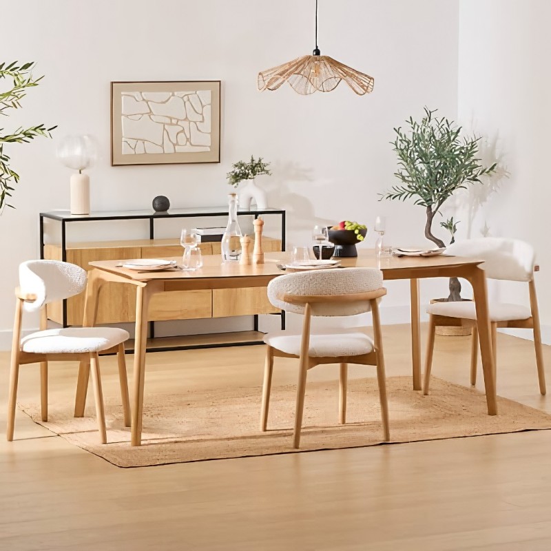 Masa dining Ilona, MDF, lemn de cauciuc, natural, L.180 cm, 213010