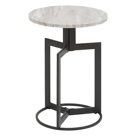 Masuta cafea Tusco, metal, blat aspect marmura, negru, H.50 cm, 213011