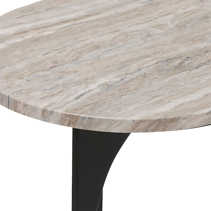 Consola Tusco, metal, MDF, negru, blat aspect marmura, L.140 cm, 213012