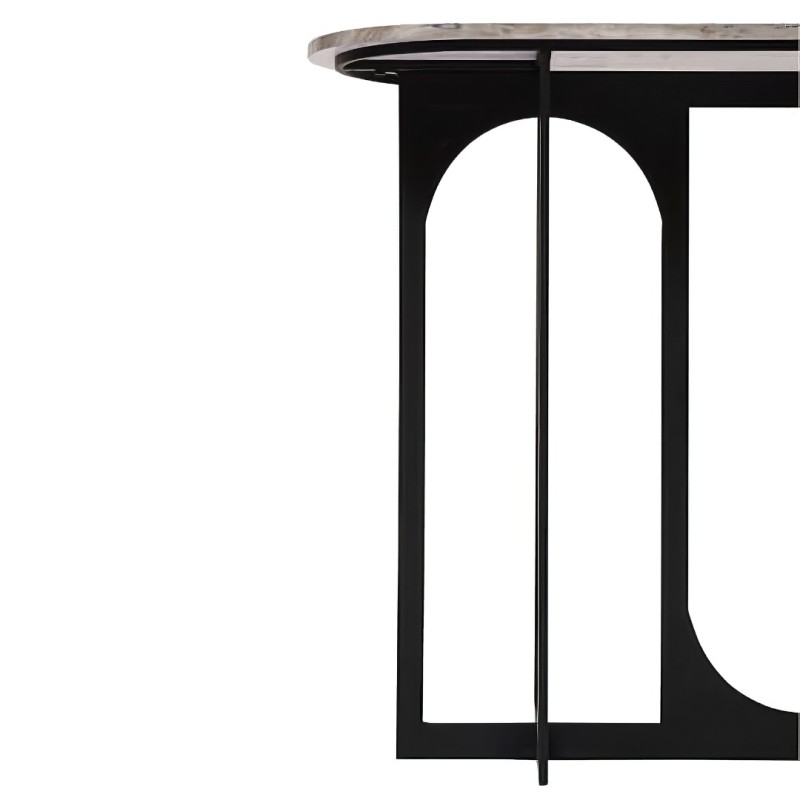 Consola Tusco, metal, MDF, negru, blat aspect marmura, L.140 cm, 213012