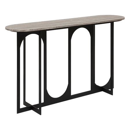 Consola Tusco, metal, MDF, negru, blat aspect marmura, L.140 cm, 213012