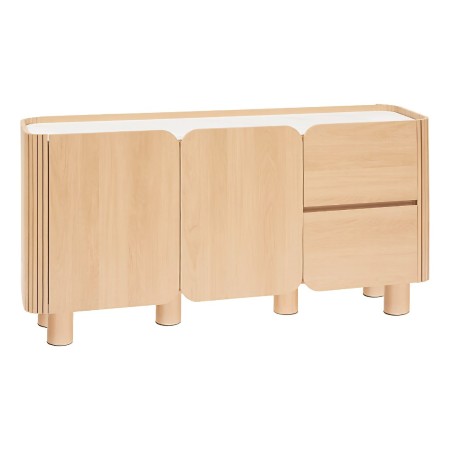 Comoda Homelya, PAL, lemn de cauciuc, 4 compartimente, bej, L.160 cm, 213020 