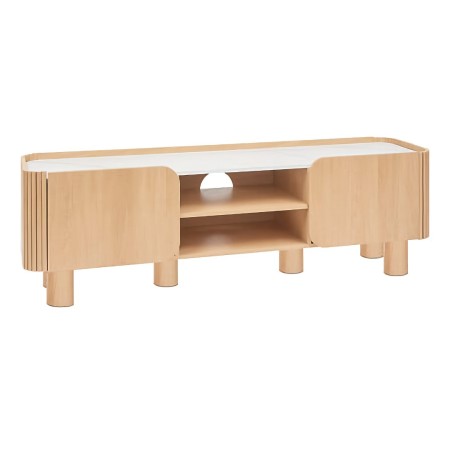 Comoda pentru TV Homelya, PAL, arbore de cauciuc, bej, L.160 cm, 213021 