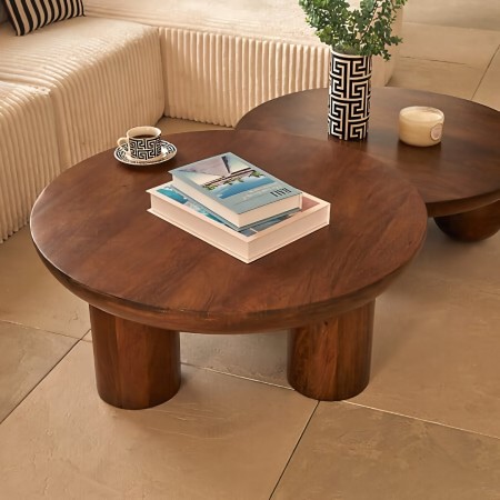 Masuta de cafea Stambh, MDF, lemn de mango, maro, D.90 cm, 213024 