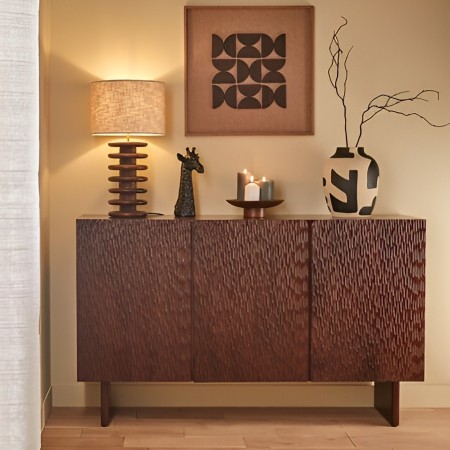 Comoda Nyero, lemn de mango, maro, 3 usi, L.150 cm, 213030 