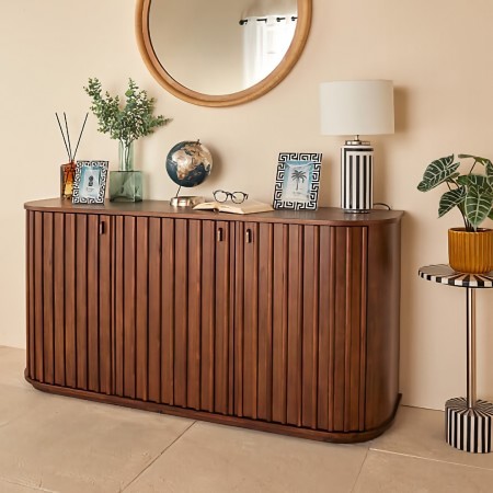 Comoda Rikaya, MDF, lemn de acacia, maro, L.160 cm, 213035 