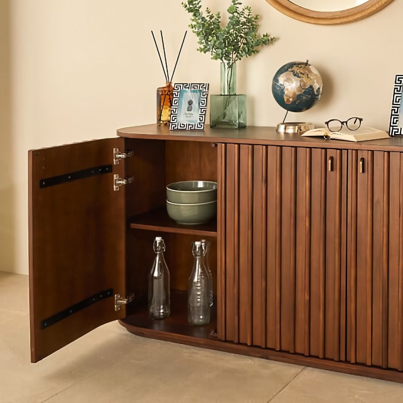 Comoda Rikaya, MDF, lemn de acacia, maro, L.160 cm, 213035