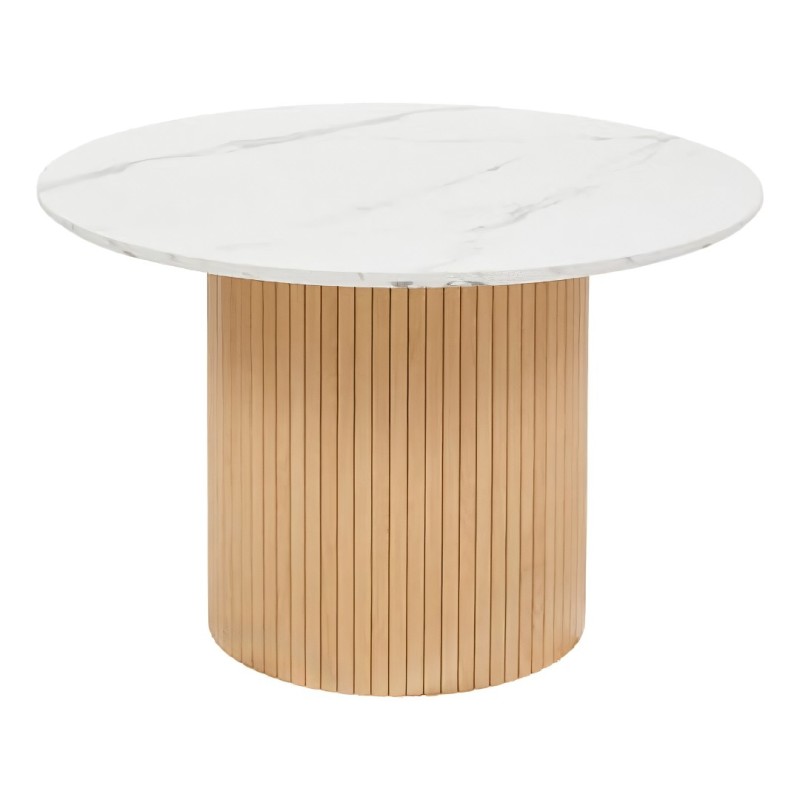 Masa dining Homelya, MDF, blat aspect marmura, D.110 cm, 213045