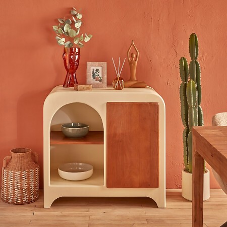 Comoda Sienna, MDF, lemn de mango, bej, H.91 cm, 213048 