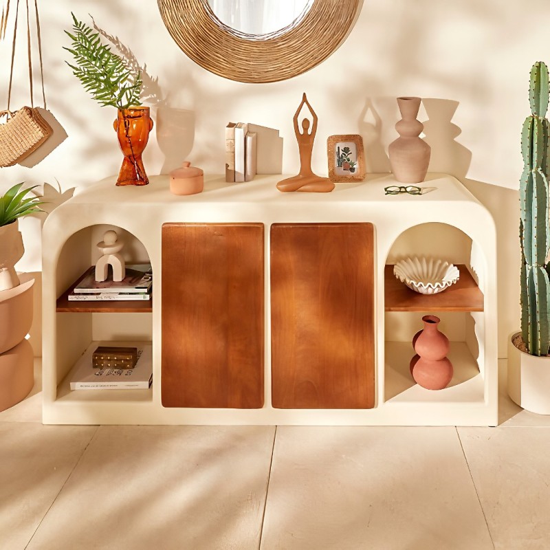 Comoda Sienna, MDF, lemn de mango, bej, L.165 cm, 213049
