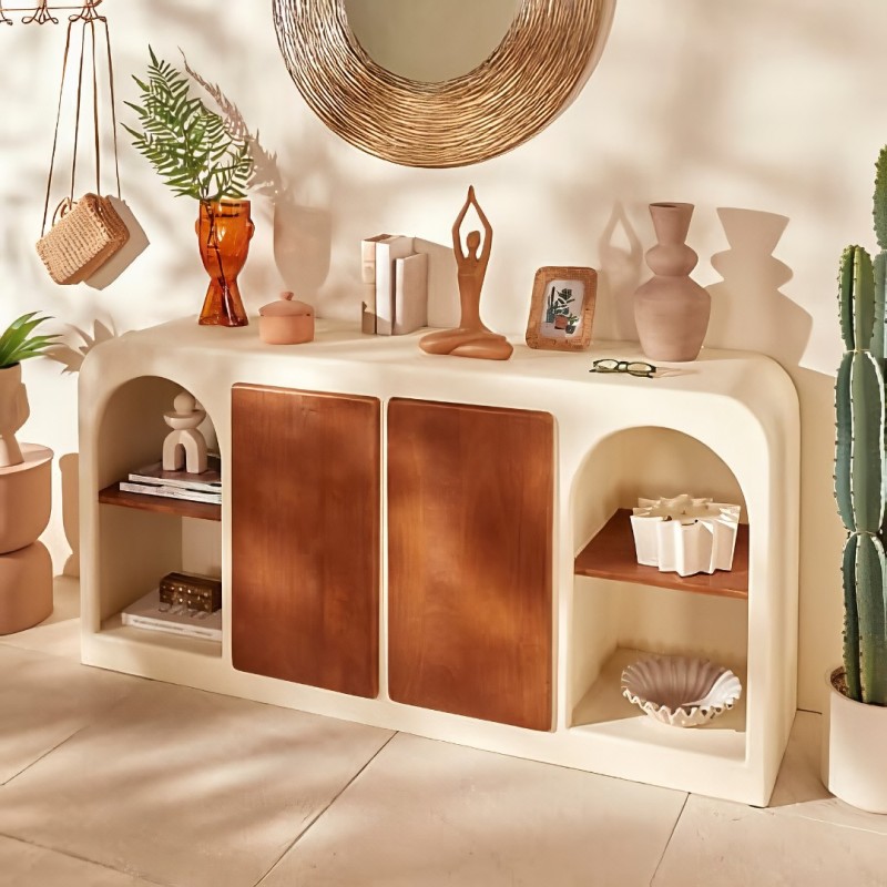 Comoda Sienna, MDF, lemn de mango, bej, L.165 cm, 213049