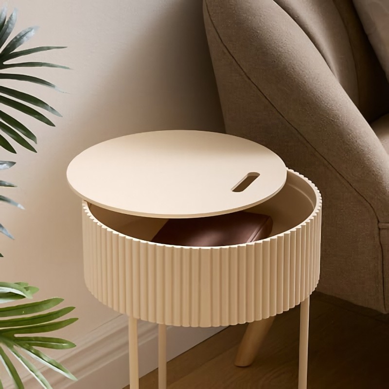 Masuta de cafea Juna, metal, MDF, bej, D.33 cm, 213062A