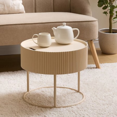 Masuta de cafea Juna, metal, MDF, bej, D.45 cm, 213063A 