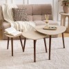 Set 3 masute de cafea Mileo, MDF, lemn de cauciuc, aspect travertin, maro, L.60 cm, 213068