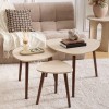 Set 3 masute de cafea Mileo, MDF, lemn de cauciuc, aspect travertin, maro, L.60 cm, 213068