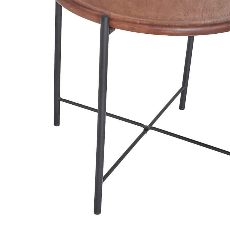 Masuta de cafea Mesta, metal, blat lemn de mango, D.50 cm, 213077