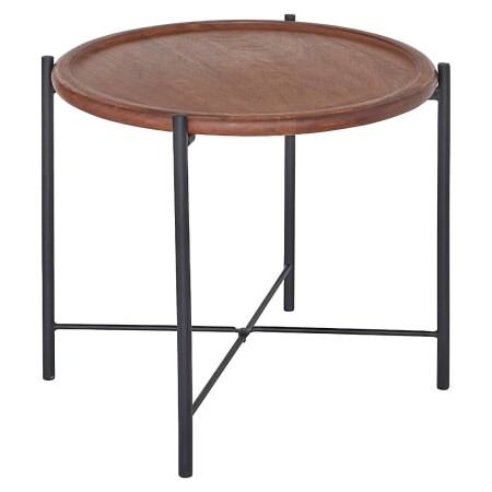 Masuta de cafea Mesta, metal, blat lemn de mango, D.50 cm, 213077 