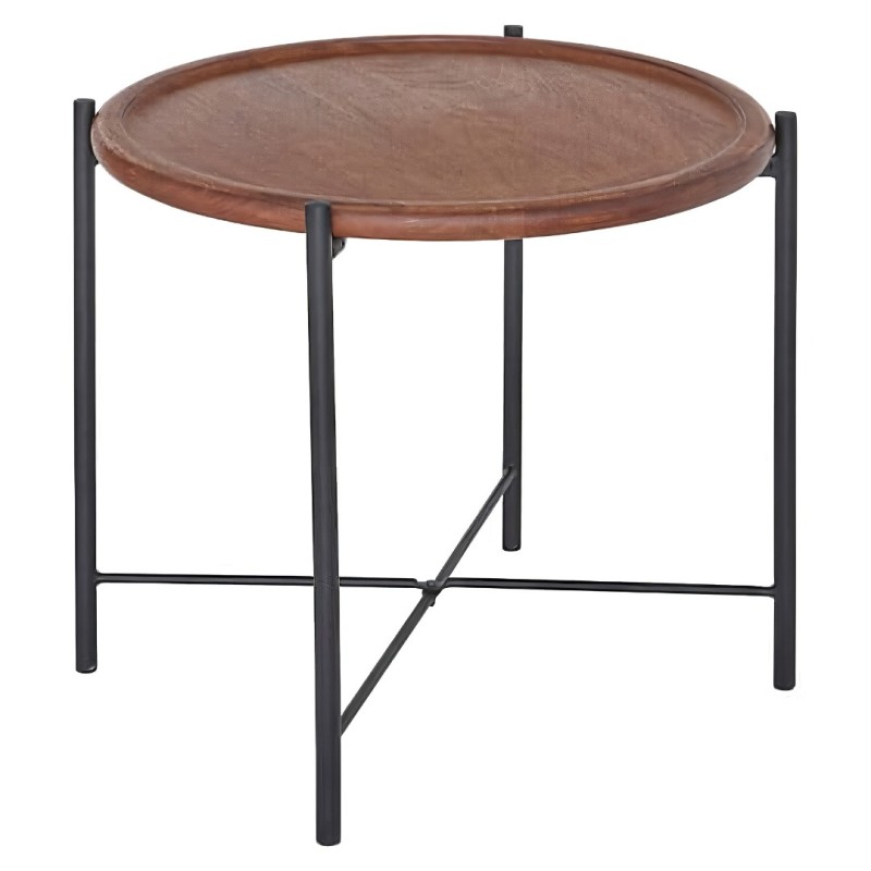 Masuta de cafea Mesta, metal, blat lemn de mango, D.50 cm, 213077