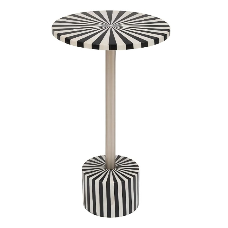 Masuta de cafea Nema, metal, marmura, alb/negru, D.36 cm, 213082