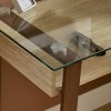 Birou Ariro, metal, MDF, aspect travertin, sticla securizata, L.110 cm, 213087