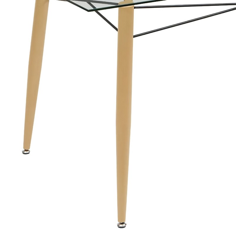 Masa dining Jindo, metal, sticla temperata transparenta, L.140 cm, 213089