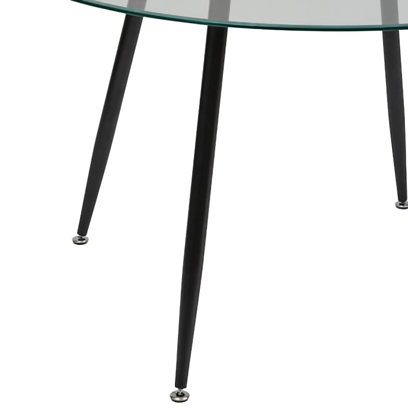 Masa dining Ostras, metal, sticla temperata transparenta, D.120 cm, 213090A